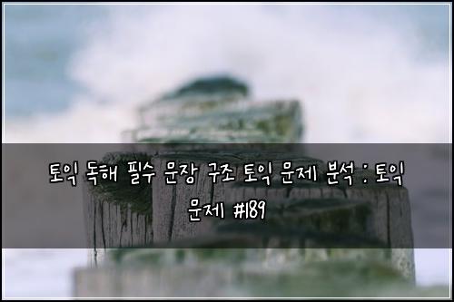 토익 독해 필수 문장 구조 토익 문제 분석 : 토익 문제 #189