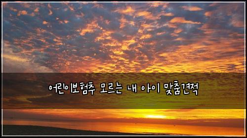 어린이보험추 모르는 내 아이 맞춤견적