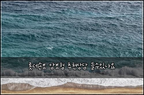 롯데손보 암보험 추천상담  들수있나요