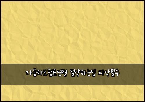 자동차보험료연령 절약하는법 파악필수