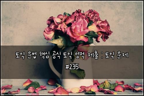 토익 문법 핵심 공식 토익 성적 제출 : 토익 문제 #235
