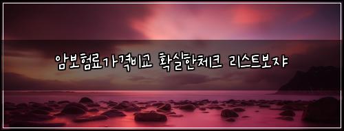 암보험료가격비교 확실한체크 리스트보쟈