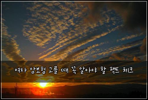 여자 암보험 고를 때 꼭 알아야 할 팩트 체크