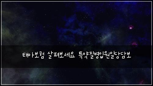태아보험 살펴보세요  특약질병입원일당담보