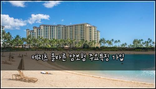 메리츠 올바른 암보험 주요특징  가입