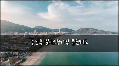 출산후 실비보험가입 츄천해요