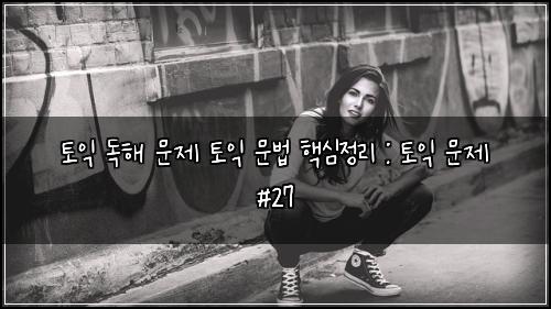 토익 독해 문제 토익 문법 핵심정리 : 토익 문제 #27
