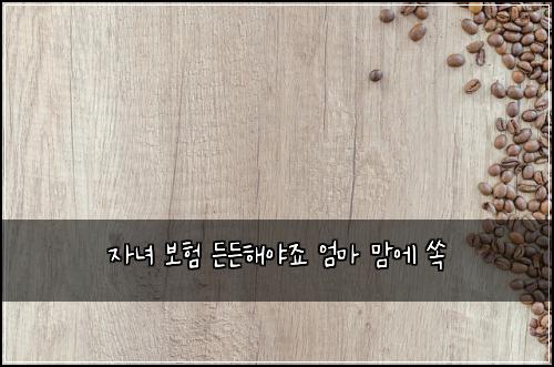 자녀 보험 든든해야죠  엄마 맘에 쏙