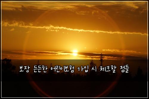 보장 든든한 어린이보험 가입 시 체크할 점들