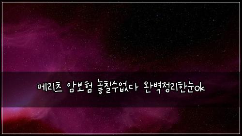메리츠 암보험 놓칠수없다  완벽정리한눈ok