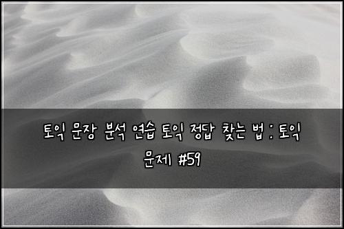 토익 문장 분석 연습 토익 정답 찾는 법 : 토익 문제 #59