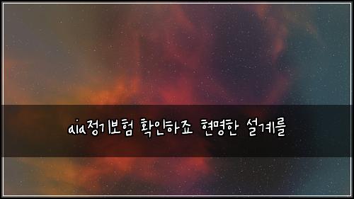 aia정기보험 확인하죠  현명한 설계를