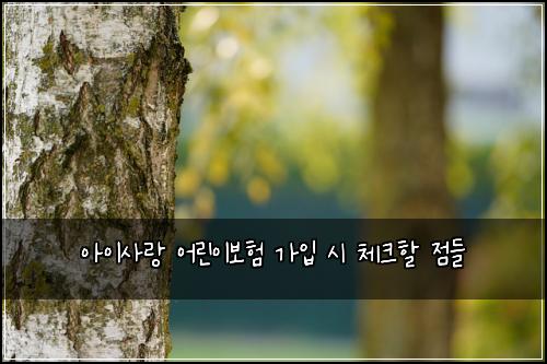 아이사랑 어린이보험 가입 시 체크할 점들